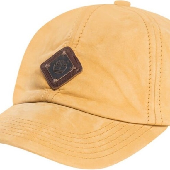 Timberland Baseball Cap Hat Leather Yellow and Brown - Picture 9 of 9